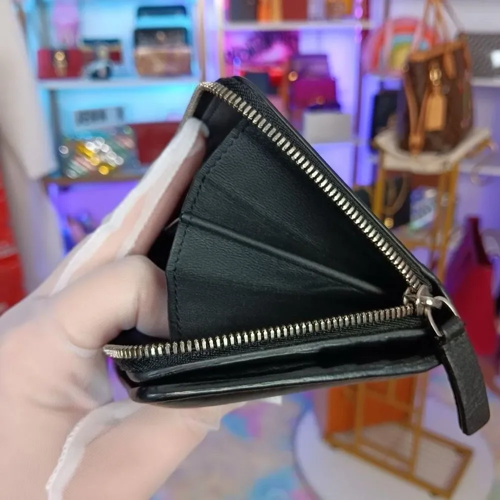 Balenciaga Black White Logo Leather Compact Wallet Women’s Men’s